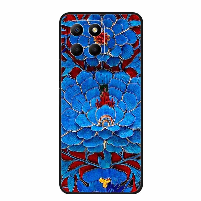 3D Тисненый Чехол Для Honor Play 9A 2024 X5b Plus X8C X6C 4G Чехол Для Телефона 9 A X 8 6 C Coque Цветы Черный Силикон Мягкая Задняя Крышка