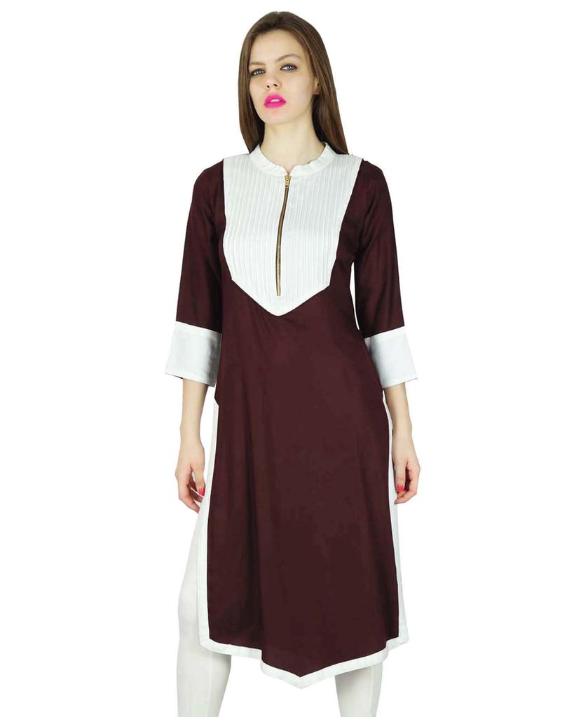 Phagun Дизайнерская индийская искусственная кожа красная однотонная повседневная курта женская курти топ туника