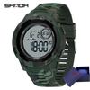 Fashion Sanda Top Brand 2185 Electronic Watch Camouflage Military Style Trend Cool And Dazzling Men's Multifunctional Waterproof