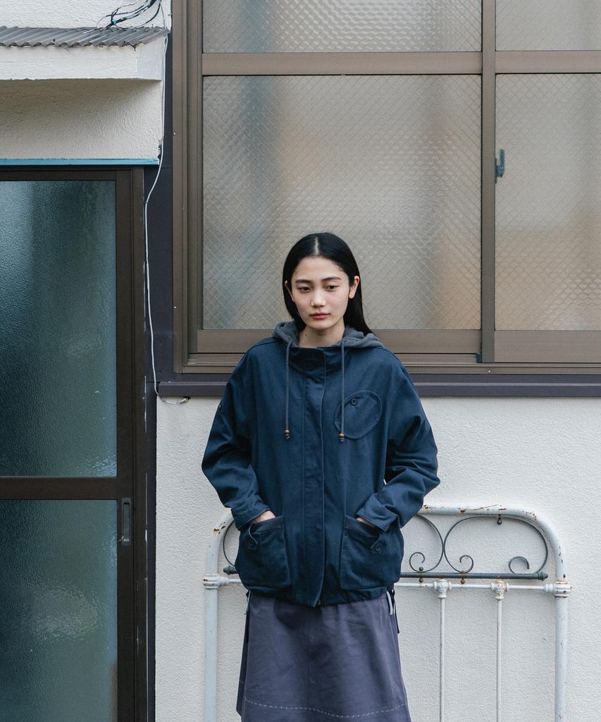 OHESHIO Round Pocket Fishtail Jacket, Navy
