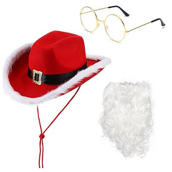 Костюм Санта-Клауса, рождественская шапка Санты, перчатки, борода, пояс, реквизит для костюмированной вечеринки, аксессуары для праздничных вечеринок