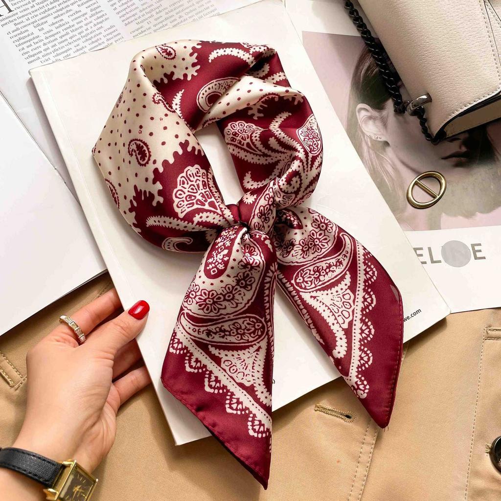 70cm Colorful Print Silk Scarf Women Fashion Kerchief Soft Satin Hairband Hands Bag Ribbon Foulard Hijab Neckerchief Headband