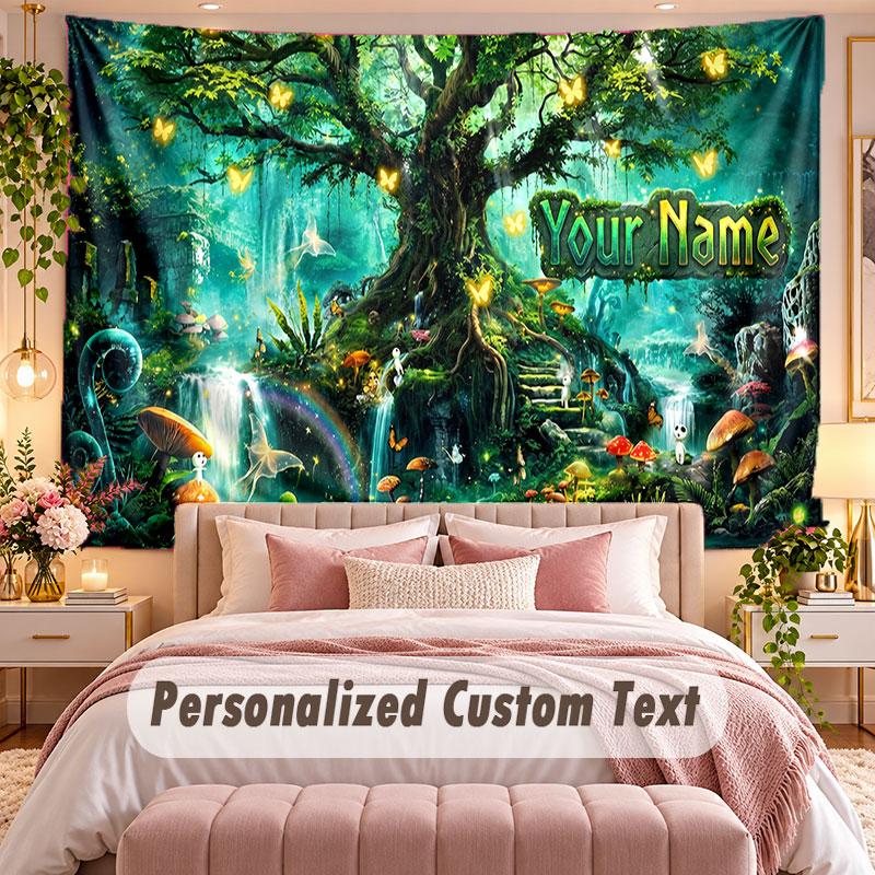 Sunset Landscape (14) Theme Wall Tapestry Customized With Name Text Personalized Hanging Tapestry For Bedroom Living Room Decor