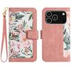 For iPhone 17 Pro Case PU Leather Floral Phone Cover with Card Slots