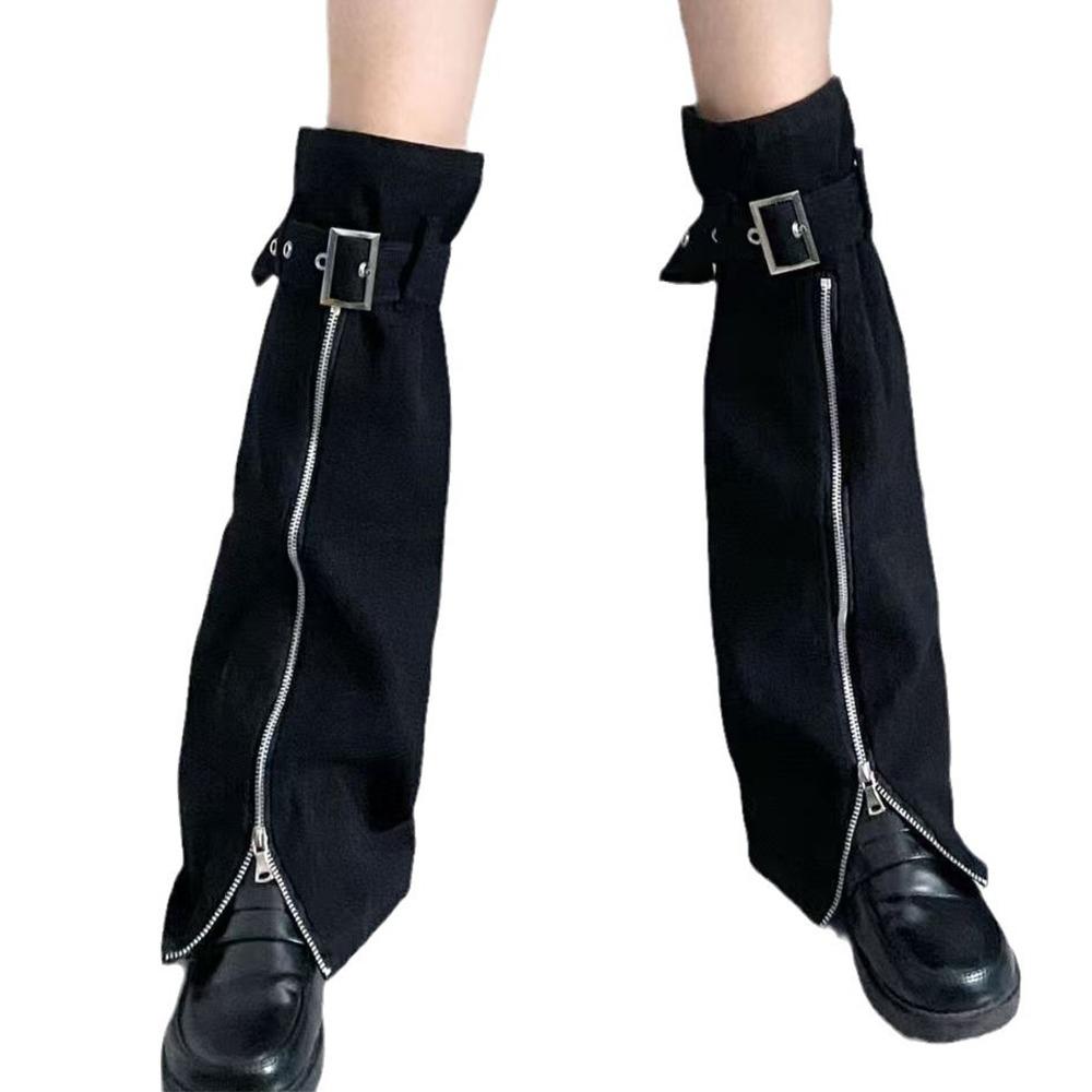 PU Leg Warmers Black High Socks Aesthetic Leg Thigh  Women