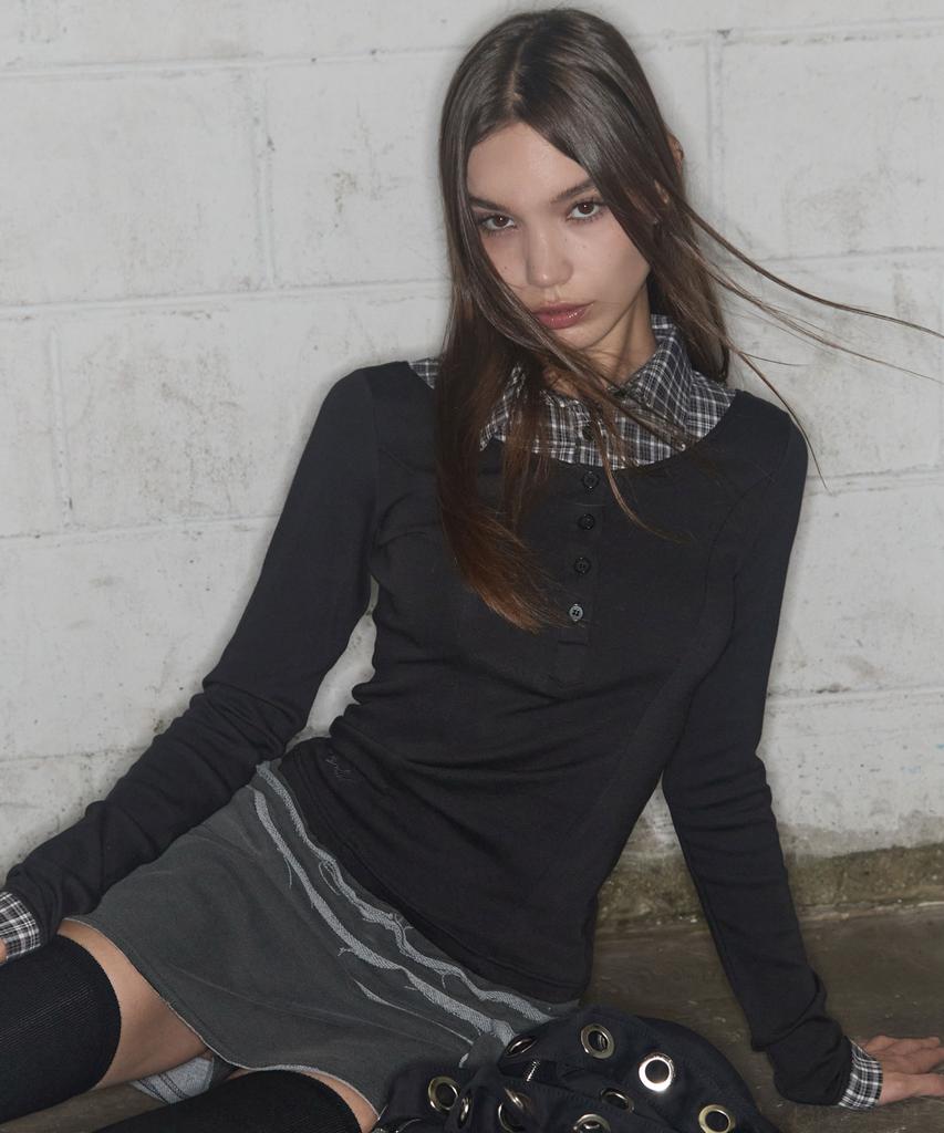Слоистая рубашка с длинным рукавом FANCY CLUB (черный) F25Zb023