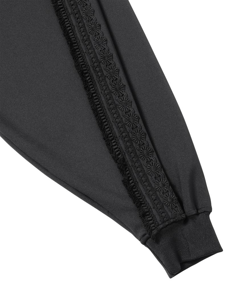 AJOBYAJO [Set] Multi Lace Trim Raglan Track Set-Up [Black]