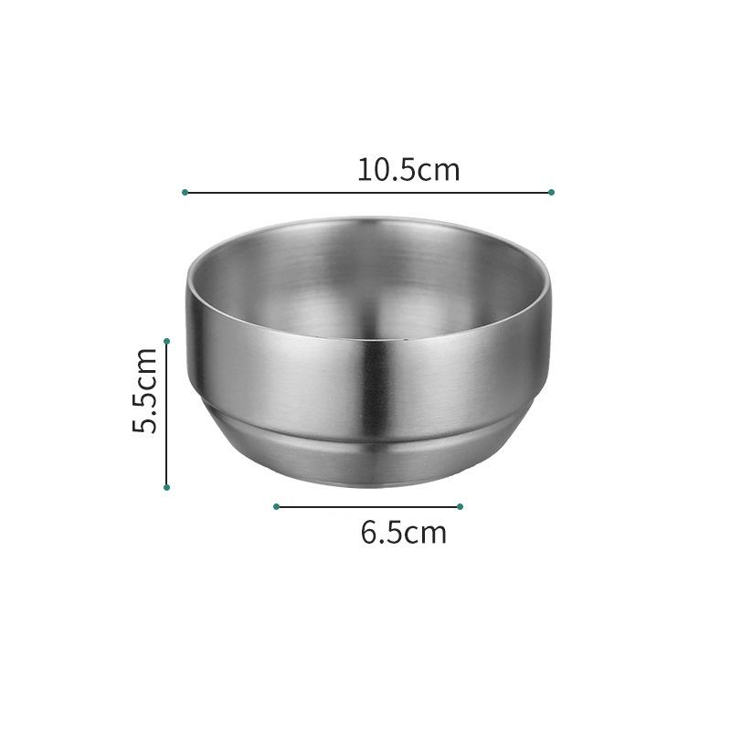 Korean 304 Stainless Steel Rice Bowl with Lid Double-Layer Anti-Scalding Soup Food Serving Bowls Container Kitchen Utensils
