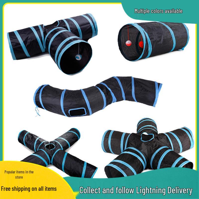 Foldable Rainbow Cat Tunnel: Interactive Cross-Border Play Tube for Cats