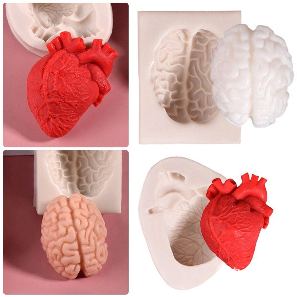 Fondant Drip Mold Retro Decorative Chocolate Mould Silicone Mold Turn Sugar Halloween Brain Heart