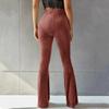 New Stylish Pants for Women High Waist Slim Fit Vintage Fashion Flare Pants Elastic  Trousers
