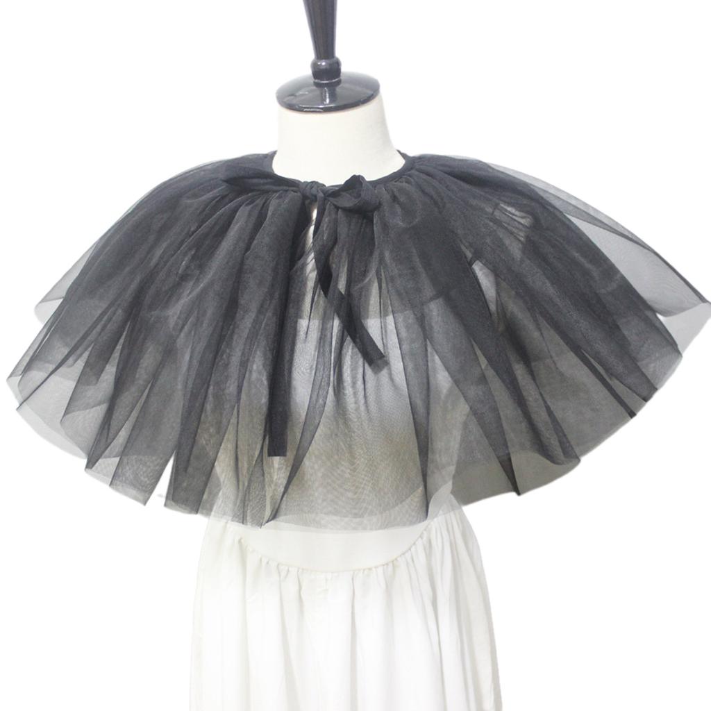 Women Victorians Ruffle Neck Collar Layered Mesh Vintage Renaissances False Collar Large Shawl Scarf Decorative Capelet