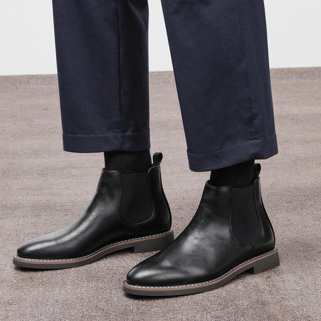 HECRAFTED SHOES/ Зимние мужские ботинки из искусственной кожи