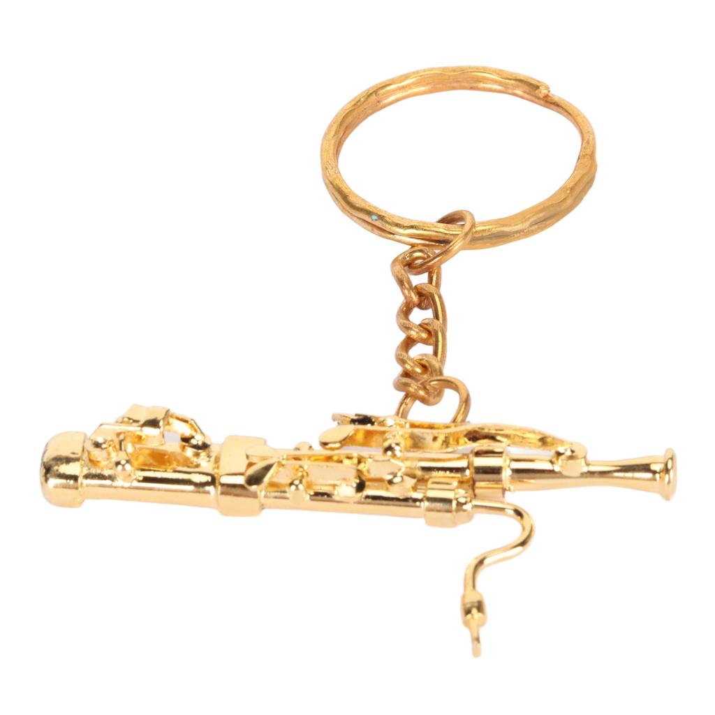 Mini Bassoon Shape Key Chain Adorable Brass Key Ring Pendant Gift Musical Instrument Keychain Gold