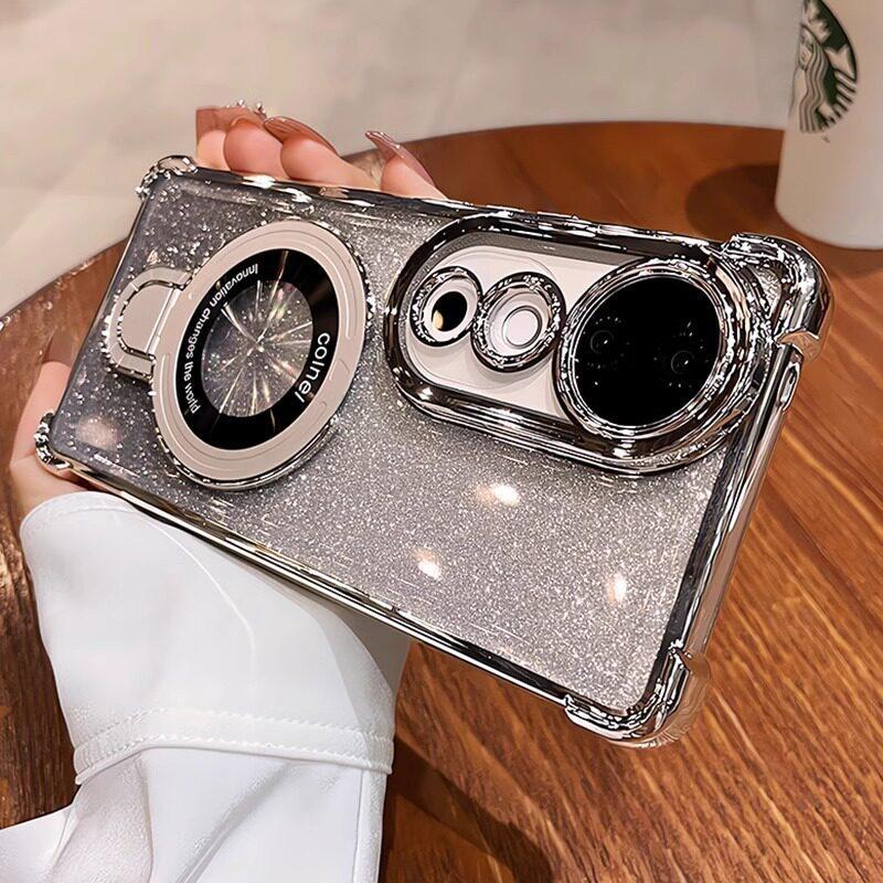 Применимо к чехлу для мобильного телефона vivoV70 с подушкой безопасности, гальваническим покрытием, блестками, мягкому чехлу V25E, магнитному держателю, защитному чехлу от падения Y28