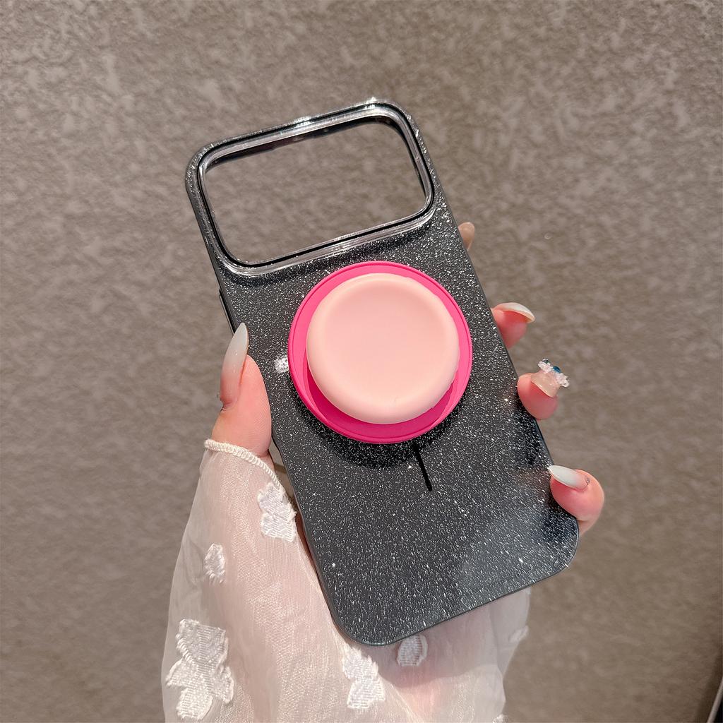 Folding Bracket Glitter Hard Phone Case for iPhone 11 12 13 14 15 16 17 Pro Max Wireless Charging Magnetic Kickstand Bling Cover