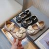 Spring Kids Leather Shoe Cute Sweet Crown Bowknot Princess Shoes for Girls 2024 Fashion Black Beige Children's Flats Mary Janes