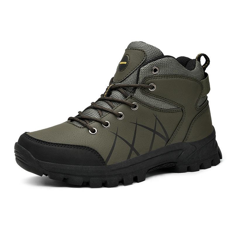 Autumn New Men's Shoes Outdoor Hiking Shoes High-top Leather Hiking Off-road Large-size Platform Casual Shoes