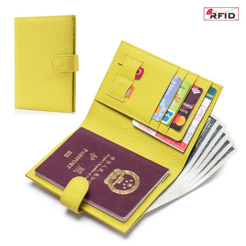 Новая кожаная Ультратонкая сумка для паспорта с RFID-защитой Многофункциональный кошелек Зажим для билетов Кошелек для паспорта и документов Сумка для хранения Женская