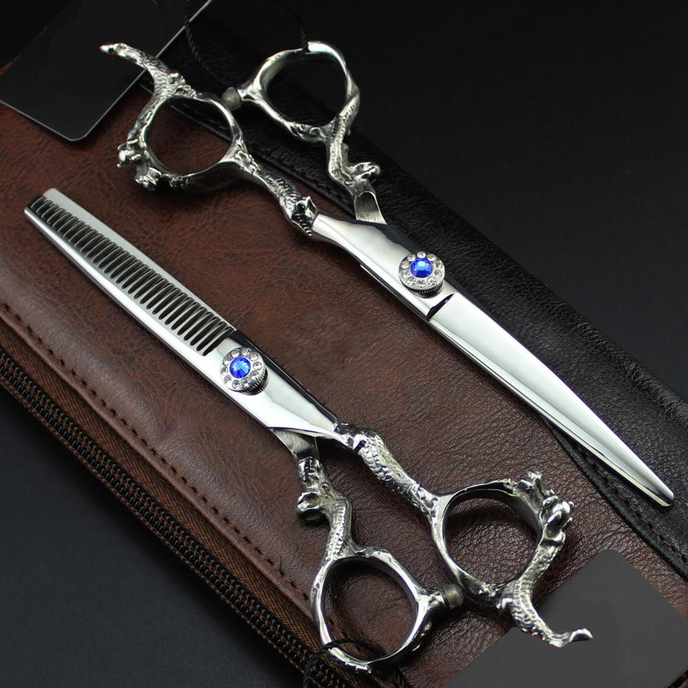Профессиональные 440C сталь 6 дюймов Gem Dragon ножницы для стрижки волос филировочные парикмахерские инструменты ножницы парикмахерские ножницы