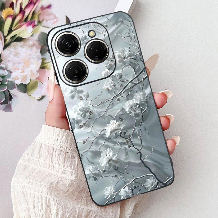 Роскошный матовый силиконовый мягкий чехол для Tecno Spark 20 20Pro 20 Pro+ 4G 5G Spark 20C KJ7 KJ6 KJ5 BG7 Чехол Цветок Любящее Сердце