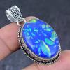 Подвеска из серебра 925 пробы с синим опалом и драгоценным камнем ручной работы 1,97 дюйма q6A64