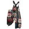Women's Summer Overalls Floral Print Vintage Jumpsuit (Non-Adjustable Straps)