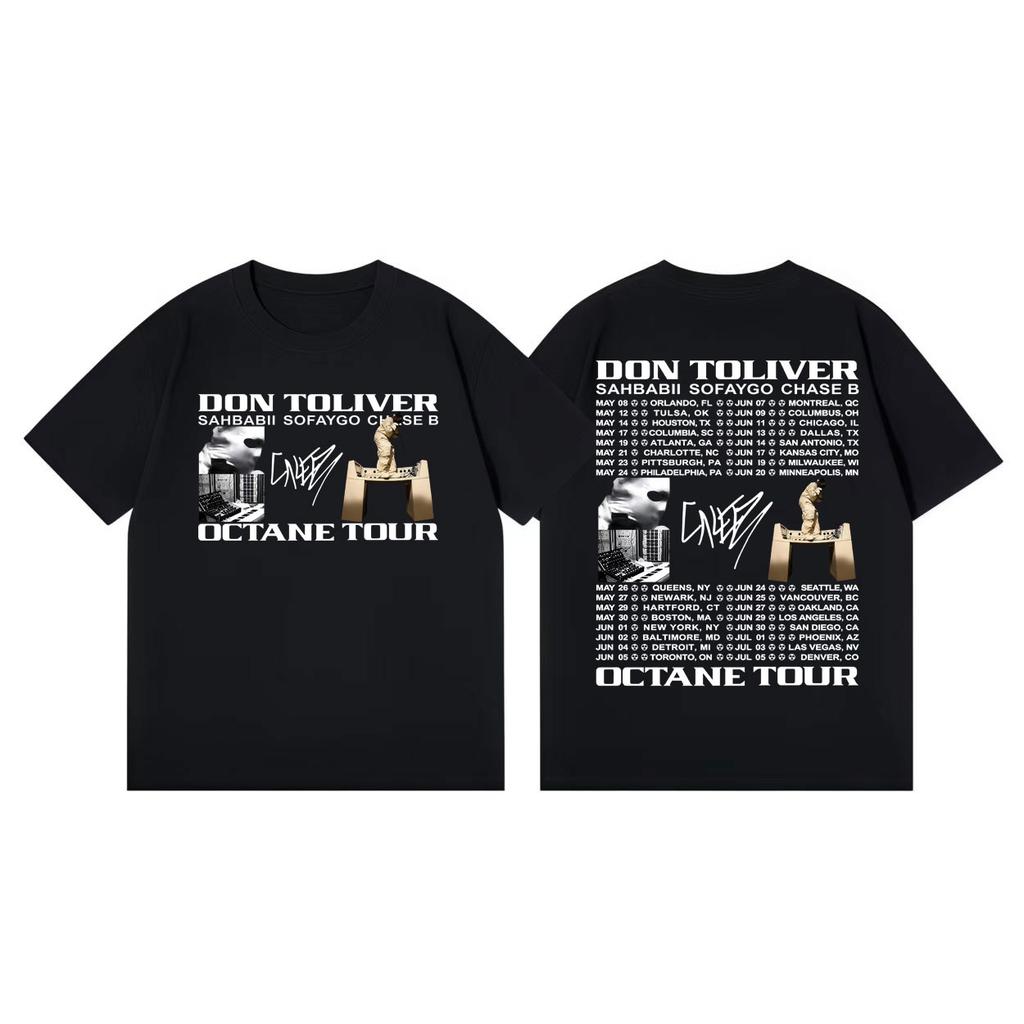Don Toliver Octane Tour 2026 Футболка Унисекс Женская Модный Тренд Хип-Хоп Футболка с Коротким Рукавом Высококачественный Хлопок Свободные Футболки