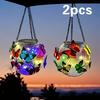2pcs Solar-Powered Butterfly Lanterns - Vibrant Metal Hanging Outdoor Lights with Colorful Butterfly Designs, Perfect for Fences, Porches, Gardens