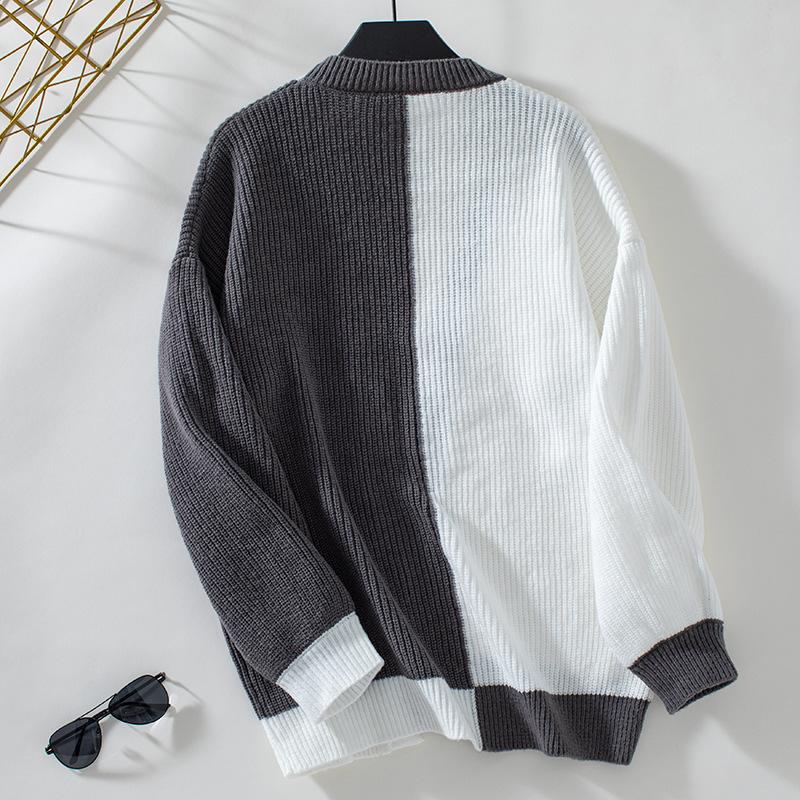 Осень-зима Винтажный свободный топ с длинными рукавами Многоцветный кардиган Трикотаж Свитер с V-образным вырезом