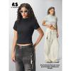 Streetwear Basic T Shirt With Small High Collar For Casual And Sports Use