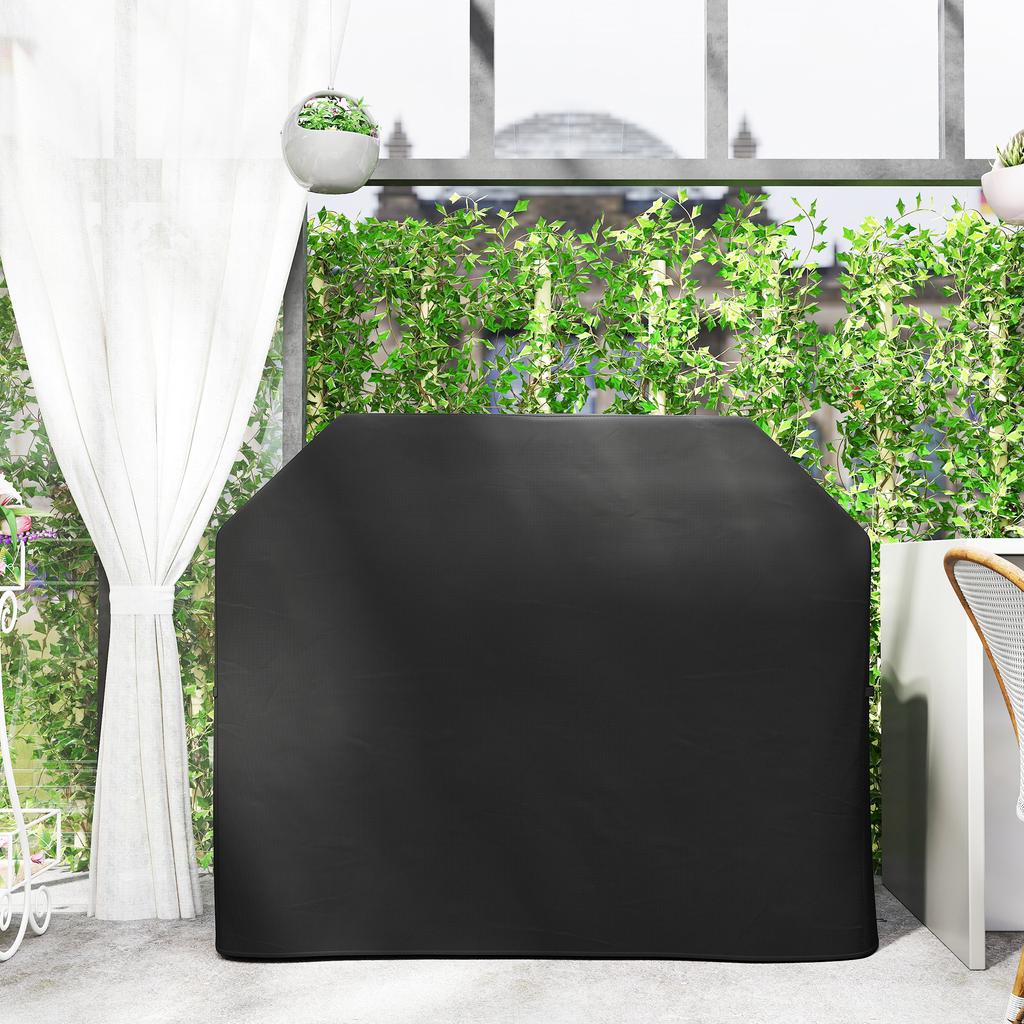 Grill Cover, BBQ Cover, Weatherproof Gas Grill Cover with Velcro Fasteners, Oxford, Black, 147 x 61 x 120 cm