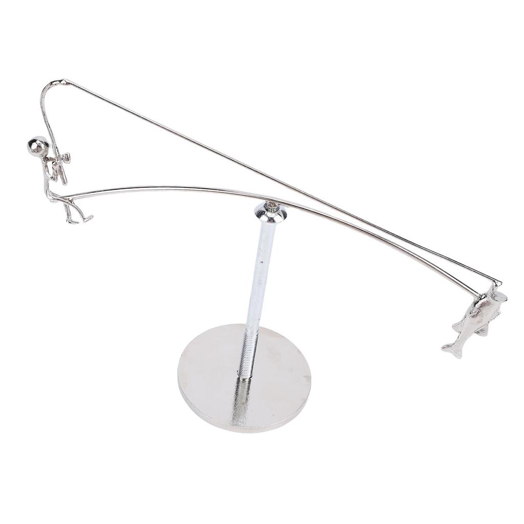 Fisherman Balancing Sculpture Modern Metal Fishing Statue for Decor Art Ornament