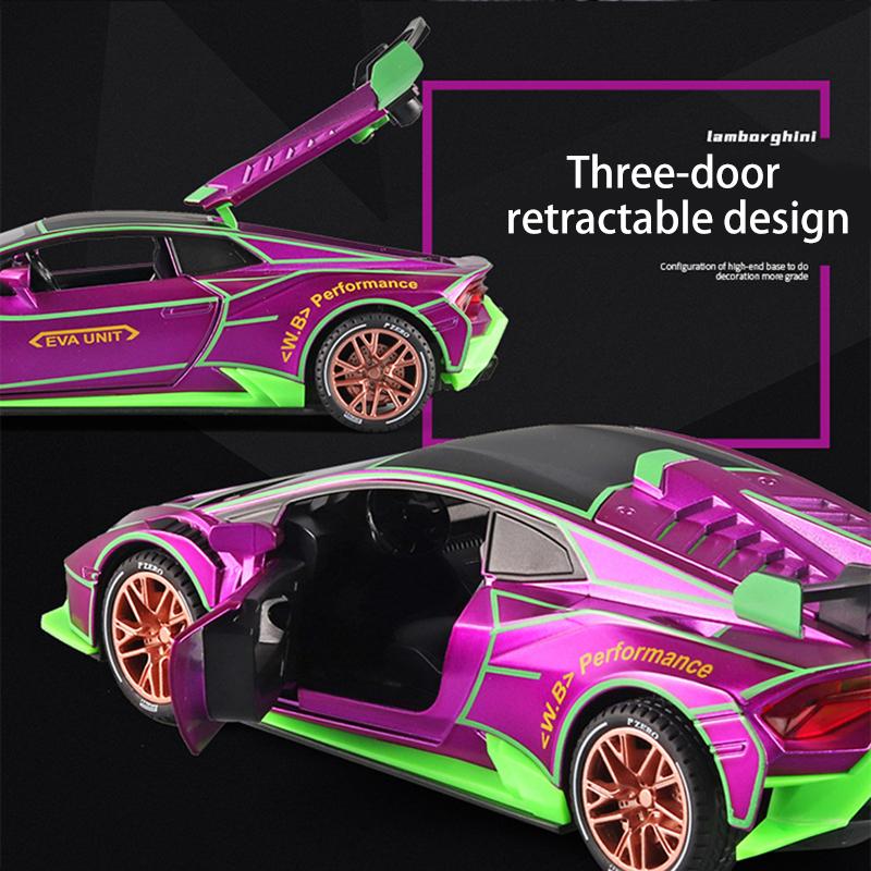 1/24 масштаб Lambo, литая под давлением модель автомобиля, игрушечный автомобиль с откатным механизмом, звуковым светом и распылителем для детей, коллекция подарков для мальчиков и девочек
