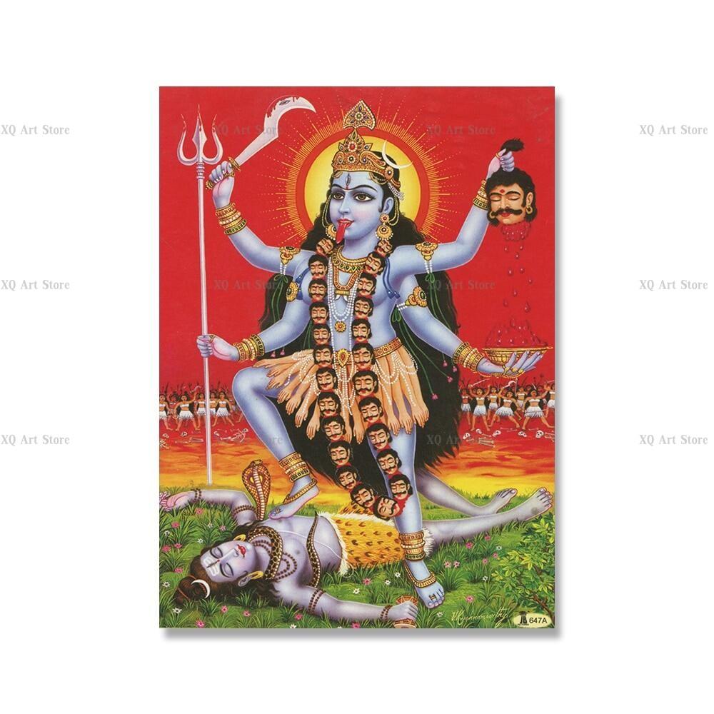 Винтажный постер в индуизме Дурга Шива Вишну, холст, картина, настенная картина, художественные принты с индуистской преданностью для дома, гостиной, без рамы