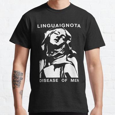 Мужская мода повседневные футболки с короткими рукавами Lingua Ignota Disease of Men черные футболки больших размеров