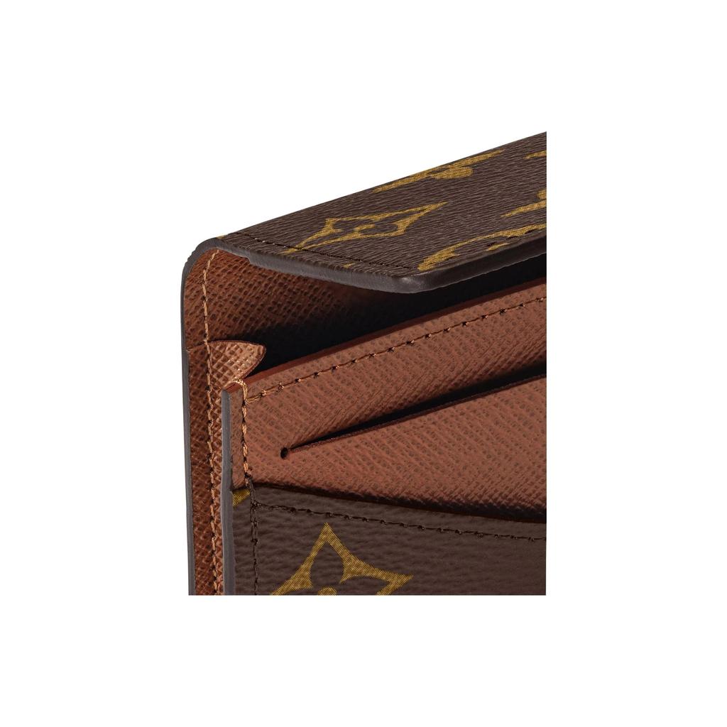 LOUIS VUITTON Multiple Envelope Carte de Visite Classic Monogram Canvas Flap Wallet Card Holder Women's Brown