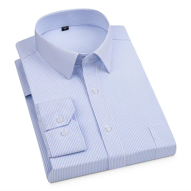 Деловая мужская полосатая рубашка с длинными рукавами, мужская профессиональная официальная одежда без глажки, молодежная рабочая одежда, рабочая одежда, мужская рубашка