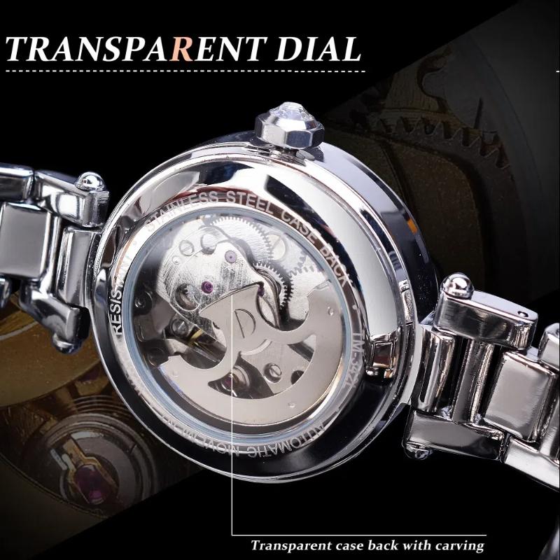 Ladies' Light Luxury Fashion Water Diamond Hollow Mechanical Watch Waterproof Luminous Automatic Mechanical Watch