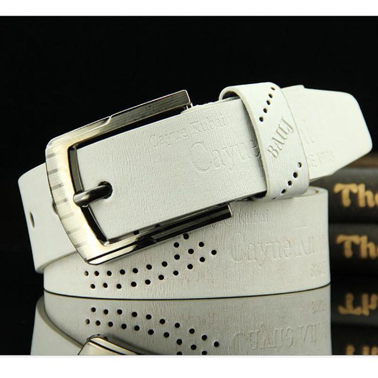 Pin Buckle Belt Clothing Accessories Men's Belt Retro Hollow Out Leather Fashion Leisure Handmade