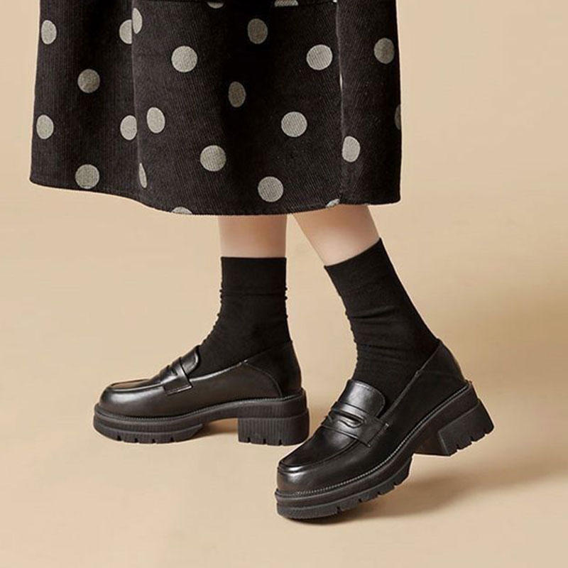 Женские туфли из мягкой кожи, новые весна-осень 2025, на толстом каблуке и платформе, лоферы в британском стиле, ретро, женские туфли