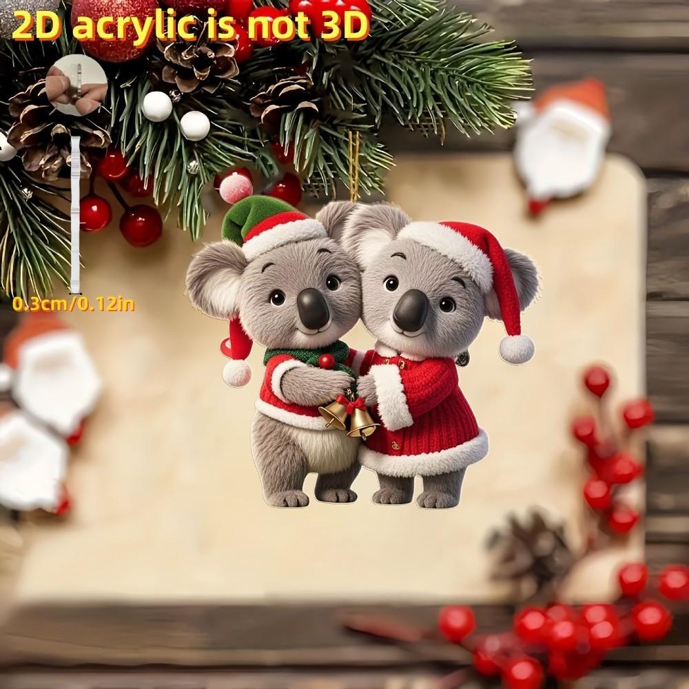 2D Flat Design Acrylic Animal Pendants 2D Animal Pendants for Christmas Tree Decoration