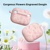 AHASTYLE WG186 Для AirPods Pro 3 Силиконовый чехол с тисненым цветочным узором Защитная крышка с крючком
