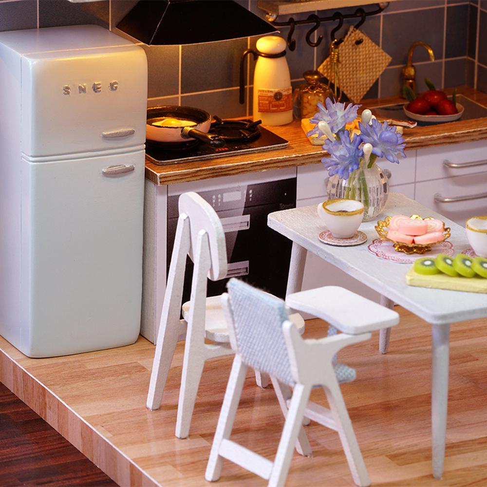 DIY Miniature Loft Dollhouse Kit Lifelike Mini 3D Wooden House Room Handmade Toy with Furniture LED