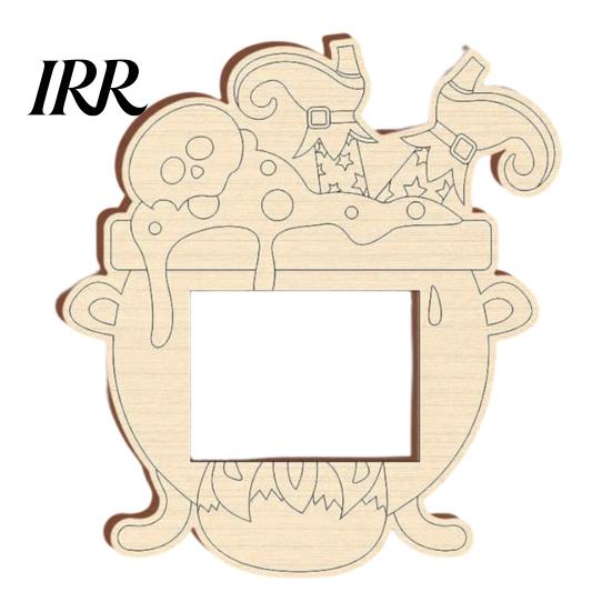 Customizable Wooden Picture Frame Pumpkin DIY Photo Frame, Halloween for Kids Crafts, Unfinished Wood Decor Hollow Party Tabletop Display Holiday Gift
