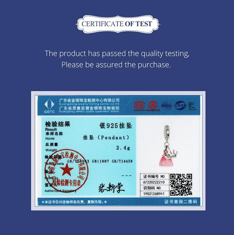 WOSTU Стерлингового Серебра 925 Розовое Платье Корона Принцесса Шарм Подвеска Из Бисера Подходит Оригинальный Браслет Ожерелье Для Женщин Ювелирные Изделия