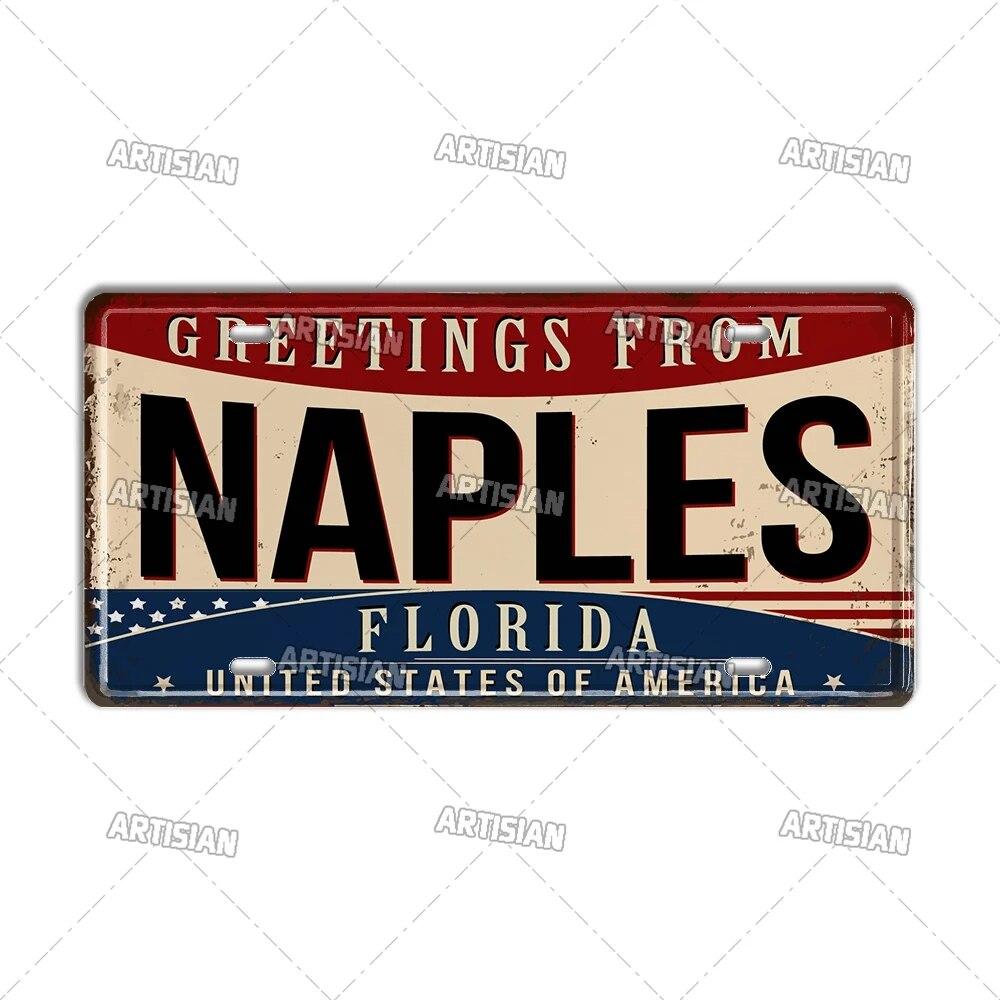 Artisian USA License Plate US Tin Sign Greetings From Landmark City State Metal Plaque Wall Decor Garage Bar Pub Club Hotel Cafe