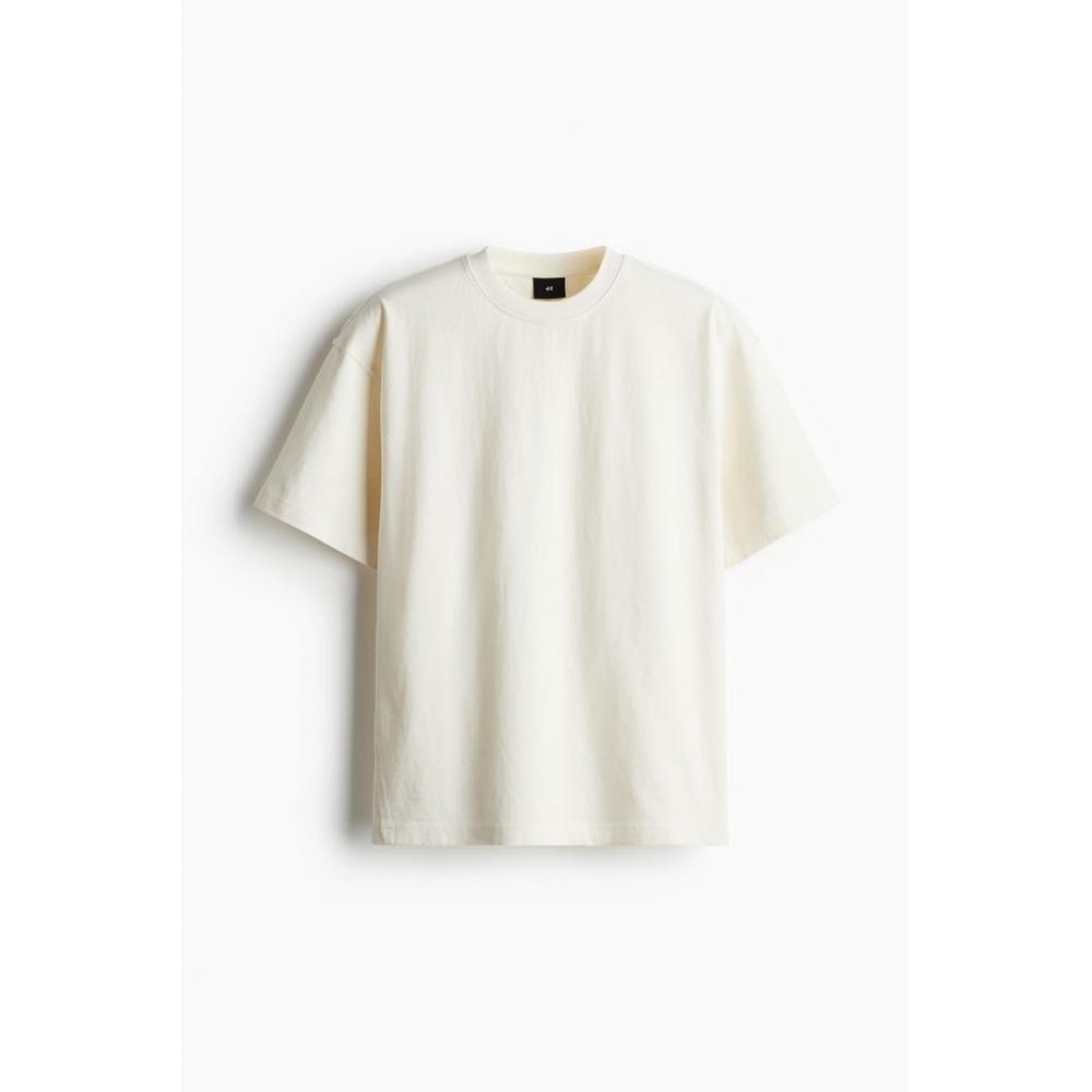 Футболка свободного покроя с деталями швов HM, кремового цвета
