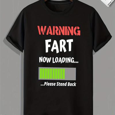 Мужская летняя свободная футболка из 100% хлопка с принтом Warning Fart, повседневный топ в стиле Харадзюку, модная забавная графическая футболка 2025