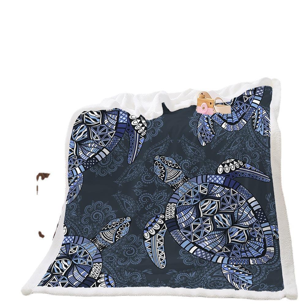 Blanket 2D digital printing lamb wool crystal wool marine animal blanket blanket